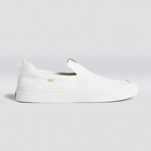 Dámské IBI Slip-On Cariuma Low Top Bamboo Weave Knit Vegan Bílé | HQKGR3425