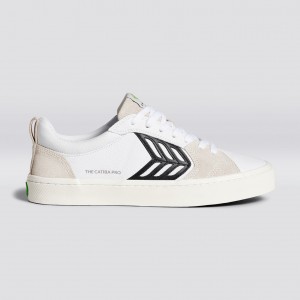 Pánské CATIBA PRO Cariuma Low Top Premium Leather Bílé Černé | RMGLJ1250