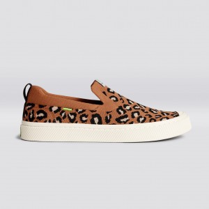 Pánské IBI Slip-On Cariuma Low Top Bamboo Weave Knit Vegan Leopard | BUAHM6429