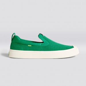 Pánské IBI Slip-On Cariuma Low Top Bamboo Weave Knit Vegan Zelene | VGFWO5490