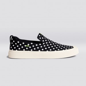 Pánské IBI Slip-On Cariuma Low Top Bamboo Weave Knit Vegan Černé Bílé | DNQSK6837