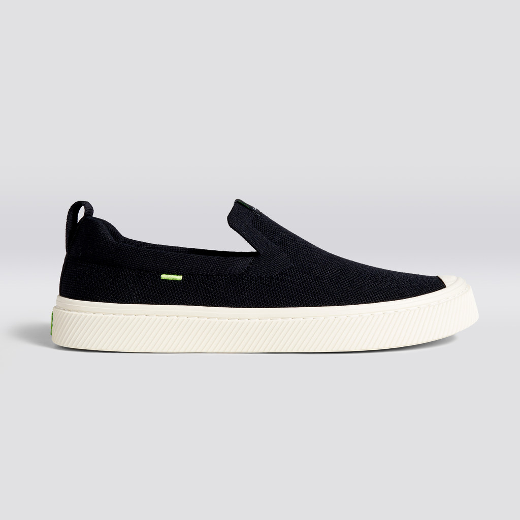 Pánské IBI Slip-On Cariuma Low Top Bamboo Weave Knit Vegan Černé | QSUXP5963