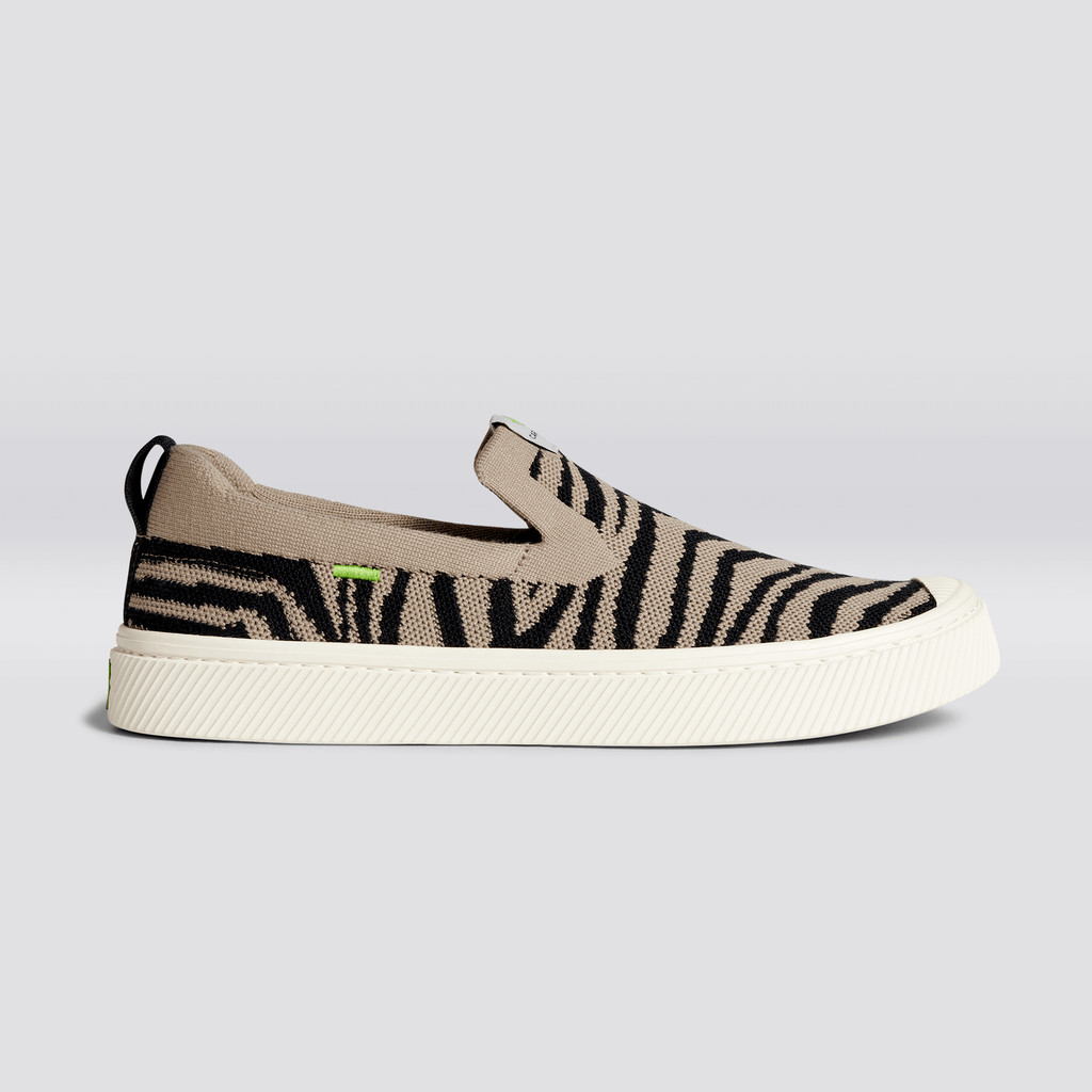 Pánské IBI Slip-On Cariuma Low Top Bamboo Weave Knit Vegan Zebra Print | FJYBL3670